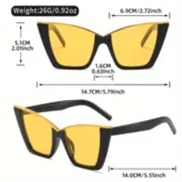 WOMEN BLACK VINTAGE CAT EYE SUNGLASSES - Picture 2 of 2